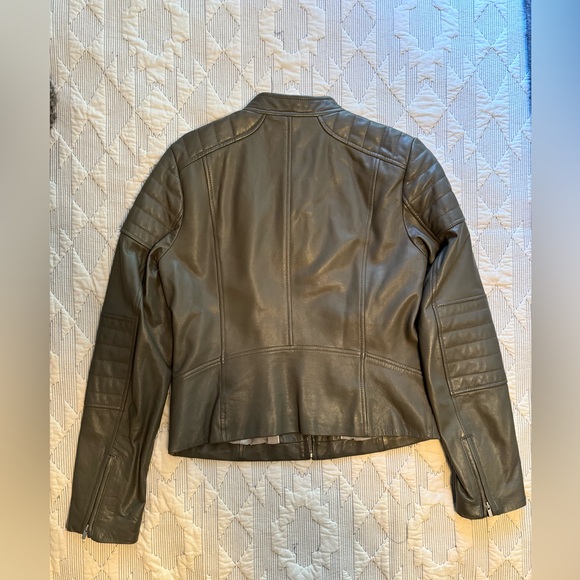 Banana Republic Lamb Leather Grey Moto Leather Jacket - Picture 7 of 15